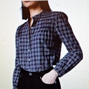 Untuckit For Her Tara  Blouse Ladies 12 Button Down Mock Neck Academia Preppy